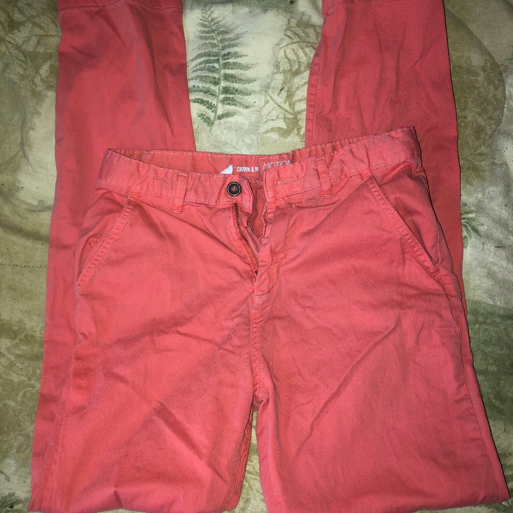 Salmon colored khaki pants